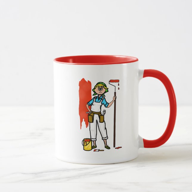 Blonde Female Painter Name Mug (Right)