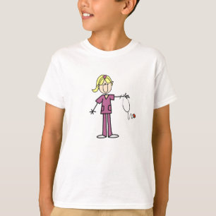 Blonde Female Stick Figure Nurse T-shirts