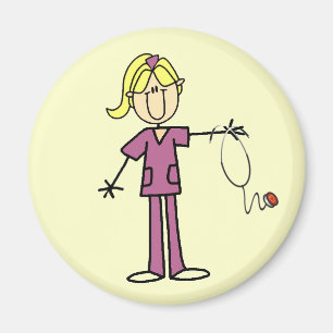 Blonde Female Stick Figure Nurse T-shirts Magnet