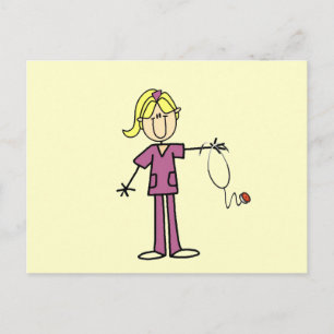 Blonde Female Stick Figure Nurse T-shirts Postcard