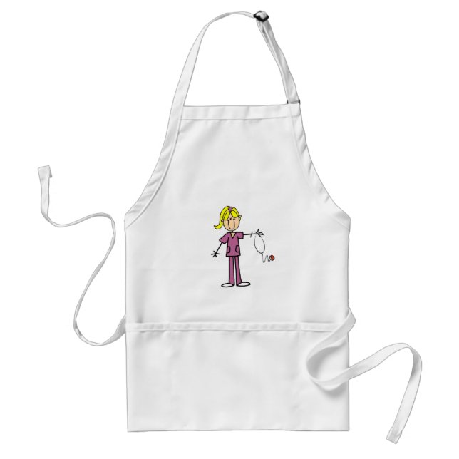 Blonde Female Stick Figure Nurse T-shirts Standard Apron (Front)