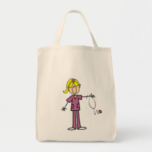 Blonde Female Stick Figure Nurse T-shirts Tote Bag