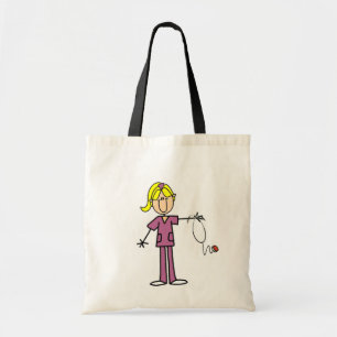 Blonde Female Stick Figure Nurse T-shirts Tote Bag