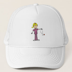 Blonde Female Stick Figure Nurse T-shirts Trucker Hat
