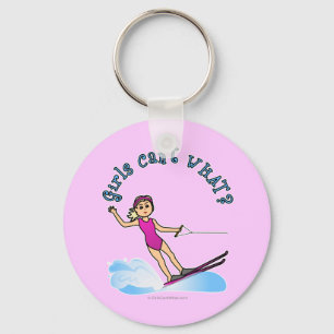 Blonde Female Water Skier Key Ring