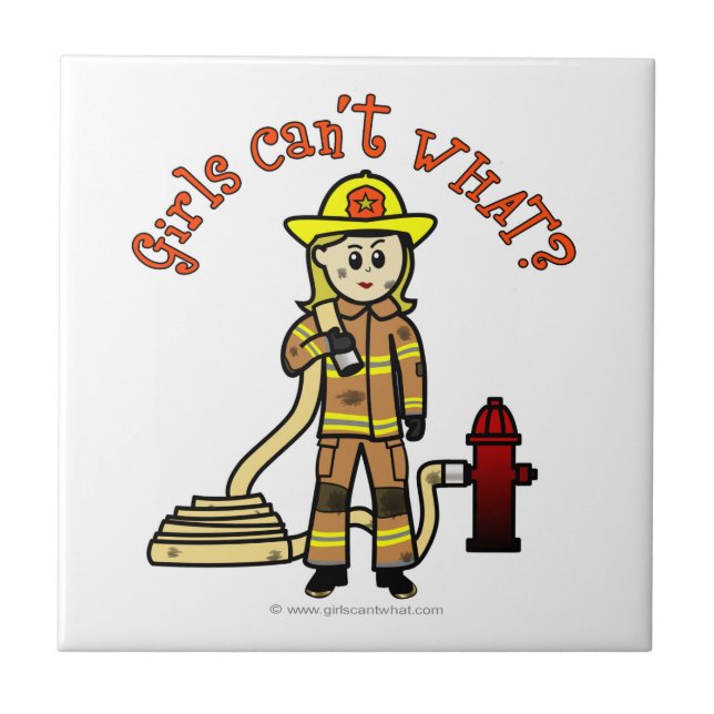 Blonde Firefighter Girl Tile (Front)