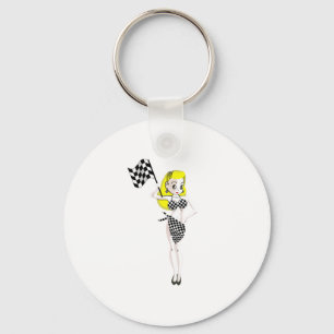 Blonde Flag Girl Key Ring