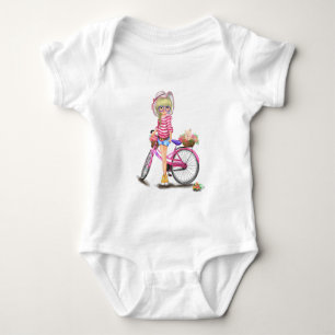 Blonde Girl and Pink Bike Baby Bodysuit Gift