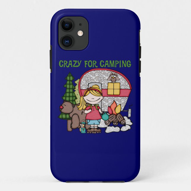 Blonde Girl Crazy For Camping Case-Mate iPhone Case (Back)