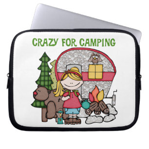 Blonde Girl Crazy For Camping Laptop Sleeve