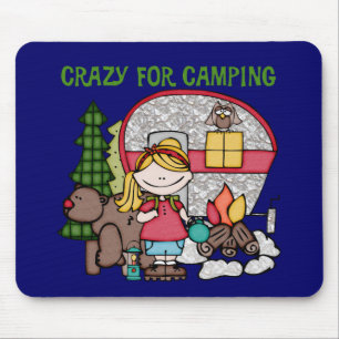 Blonde Girl Crazy For Camping Mouse Pad
