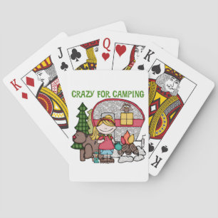 Blonde Girl Crazy For Camping Playing Cards