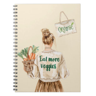Blonde Girl Farmer's Market Organic Eat Veggies Notebook
