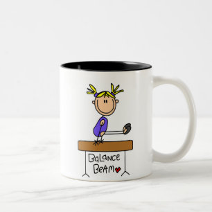 Blonde Girl Gymnast on Balance Beam Two-Tone Coffee Mug