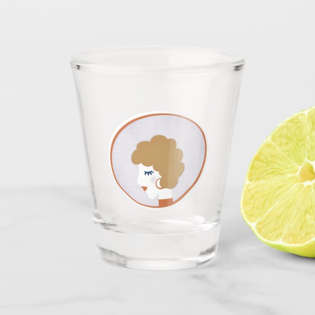Blonde Girl in the Mirror Shot Glass (Front)