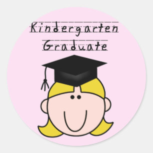 Blonde Girl Kindergarten Graduate Classic Round Sticker