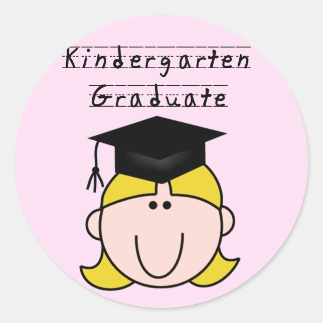 Blonde Girl Kindergarten Graduate Classic Round Sticker (Front)