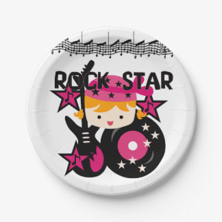 Blonde Girl Rock Star Birthday Paper Plates