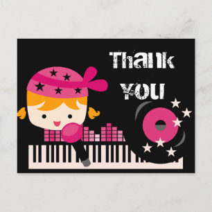 Blonde Girl Rock Star Birthday Thank You Postcard