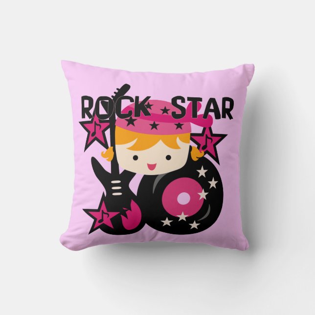 Blonde Girl Rock Star Pillow (Front)