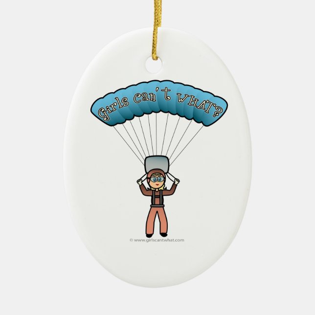 Blonde Girl Sky Diver Ceramic Tree Decoration (Front)