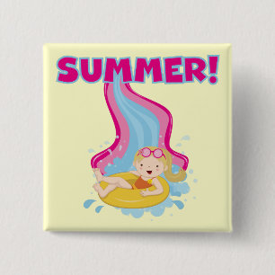 Blonde Girl Summer 15 Cm Square Badge