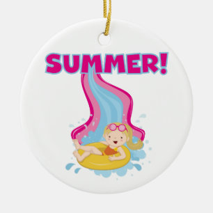 Blonde Girl Summer Ceramic Tree Decoration
