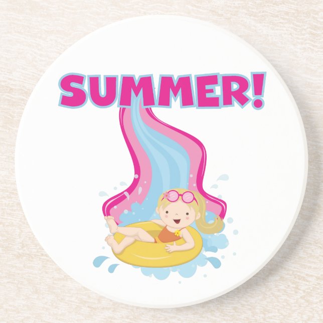 Blonde Girl Summer Coaster (Front)