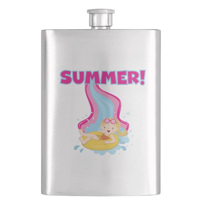 Blonde Girl Summer Hip Flask (Front)
