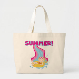 Blonde Girl Summer Large Tote Bag