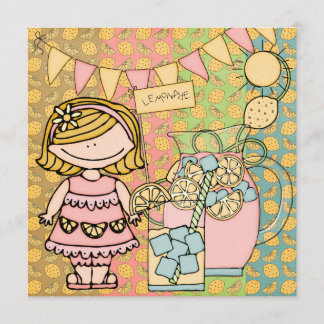 Blonde Girl Summer Lemonade Birthday Invitation
