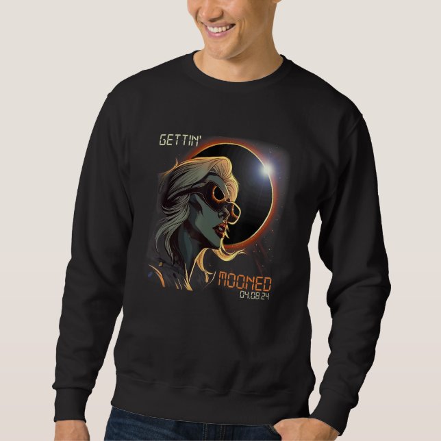 Blonde Girl Total Solar Eclipse Getting Mooned 202 Sweatshirt (Front)
