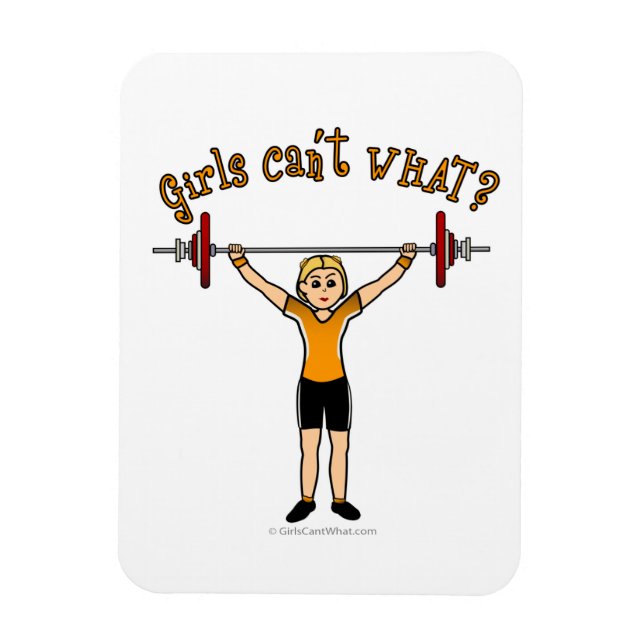 Blonde Girl Weightlifting Magnet (Vertical)
