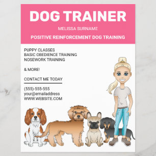 Blonde Girl With Dogs Personalizable Dog Trainer Flyer