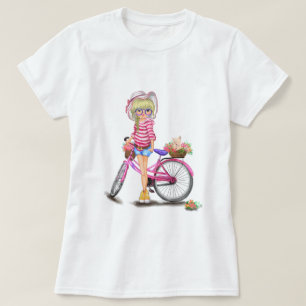 Blonde Girl with Pink Bike T-Shirt