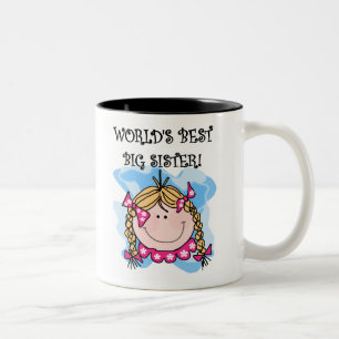 Blonde Girl World's Best Big Sister Two-Tone Coffee Mug