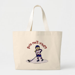 Blonde Girls Hockey Player Large Tote Bag