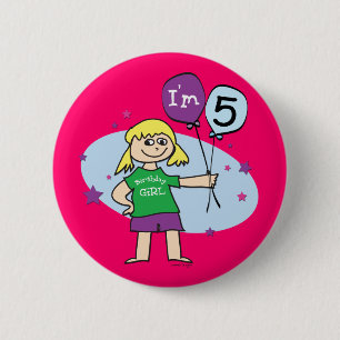 Blonde Girls I'm 5 5th Birthday 6 Cm Round Badge