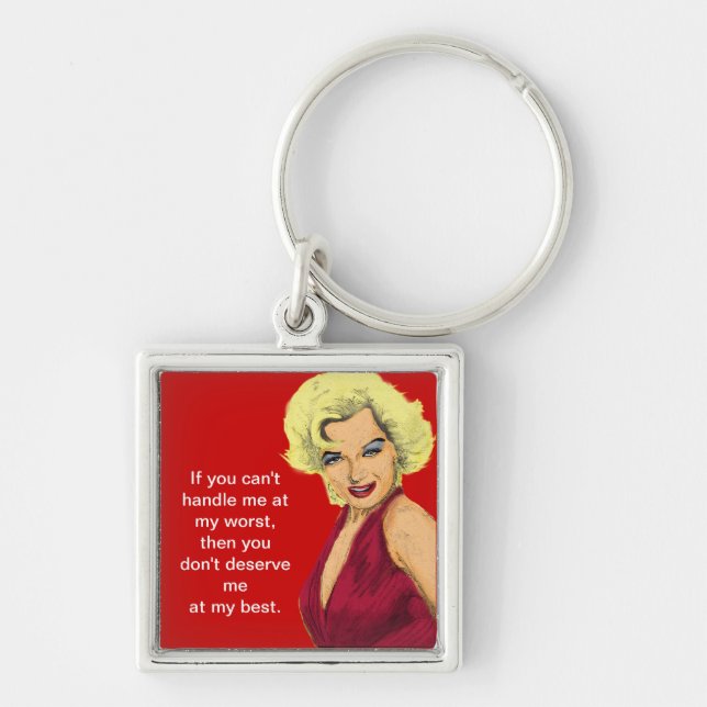 Blonde Glamour Girl Key Ring (Front)
