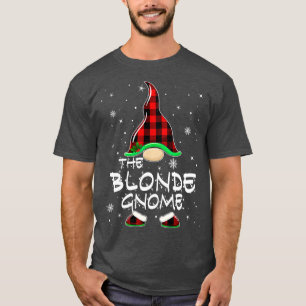 Blonde Gnome Buffalo Plaid Matching Family Christm T-Shirt