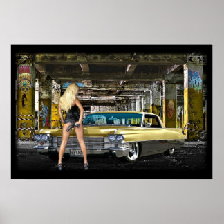 blonde,gun,cadillac poster