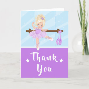 Blonde Hair Ballerina Purple Birthday Thank You Ca Card