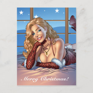 Blonde Hair, Blue Eyed Beauty Illustration - Al Ri Holiday Postcard