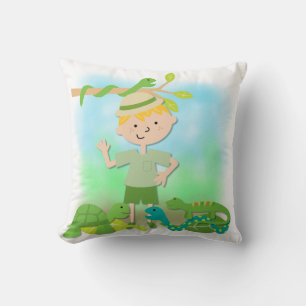 Blonde Hair Boy on Safari Pillow