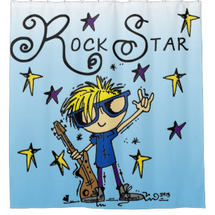 Blonde Hair Boy Rock Star Music Shower Curtain