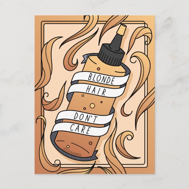 Blonde Hair Dye Bottle Feminine Cartoon Postcard (Front)