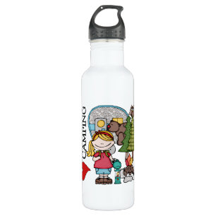 Blonde Hair Girl I Love Camping 710 Ml Water Bottle