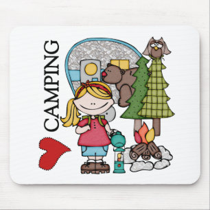 Blonde Hair Girl I Love Camping Mouse Pad