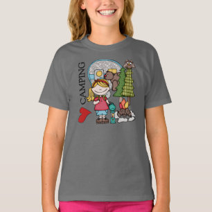 Blonde Hair Girl I Love Camping T-Shirt