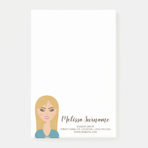 Blonde Hair Girl With Makeup Custom Makeup Artist Post-it Notes